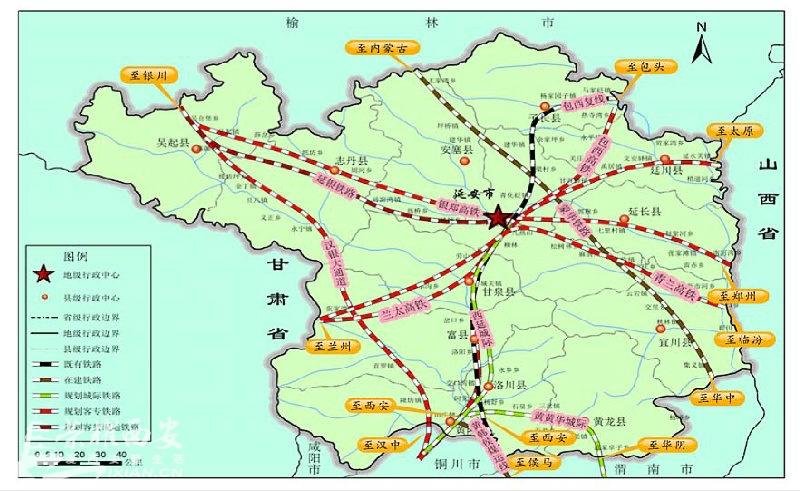 延安市十三五鐵路網規劃圖