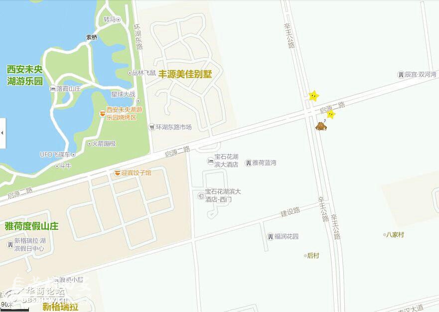 黄色五角星是二个建成的公交港湾。
