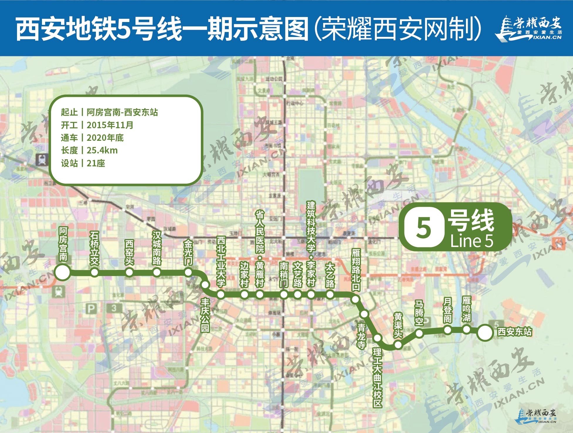 地铁5号线二期全线13座车站已封顶明年与一期同步建成通车西咸融合再