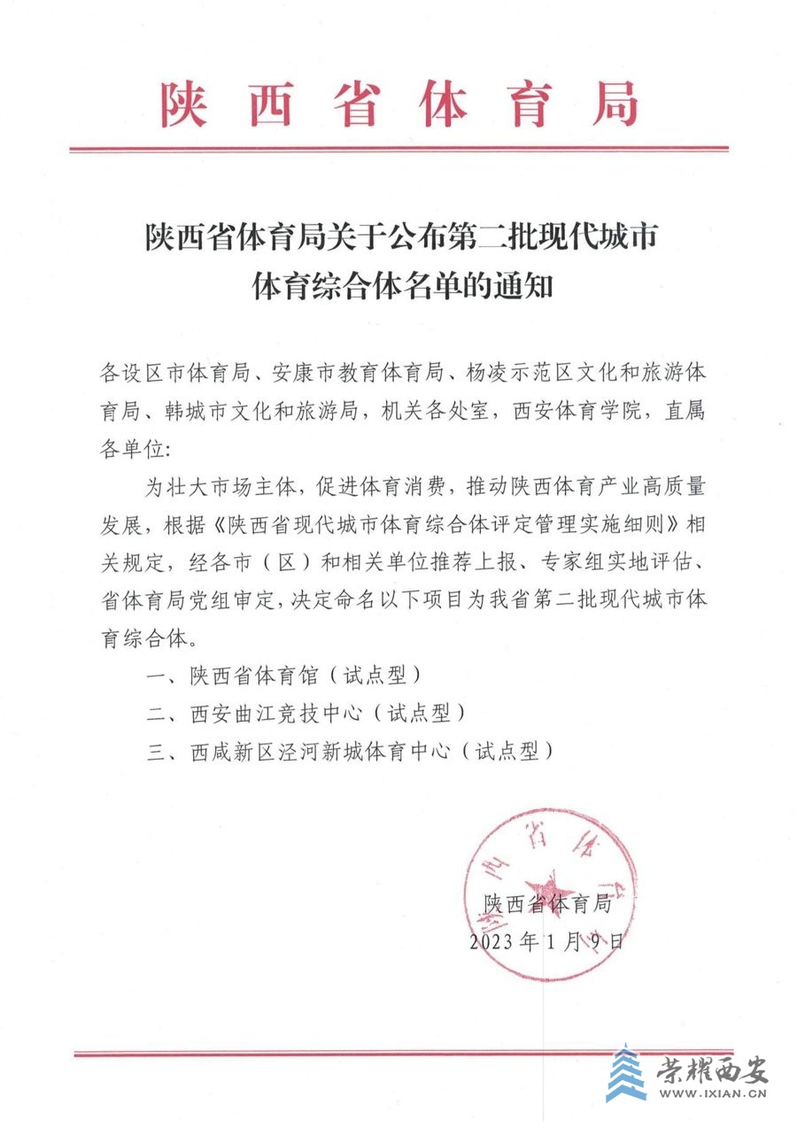 陕西省体育局公布文件