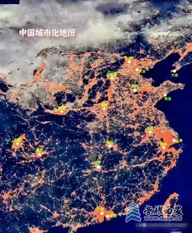 中国城市化地图