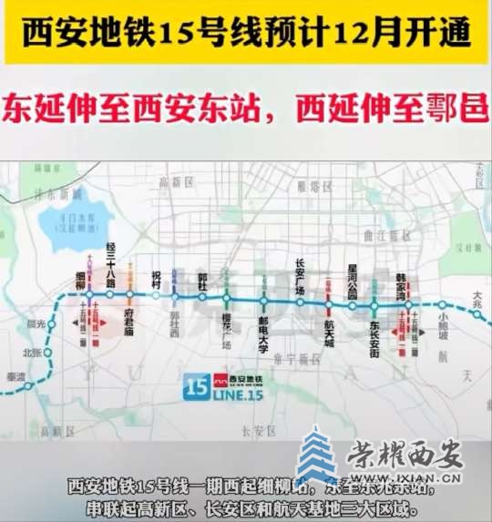 地铁15号线预计12月开通  未来东延伸至西安东站  西延伸至郡邑